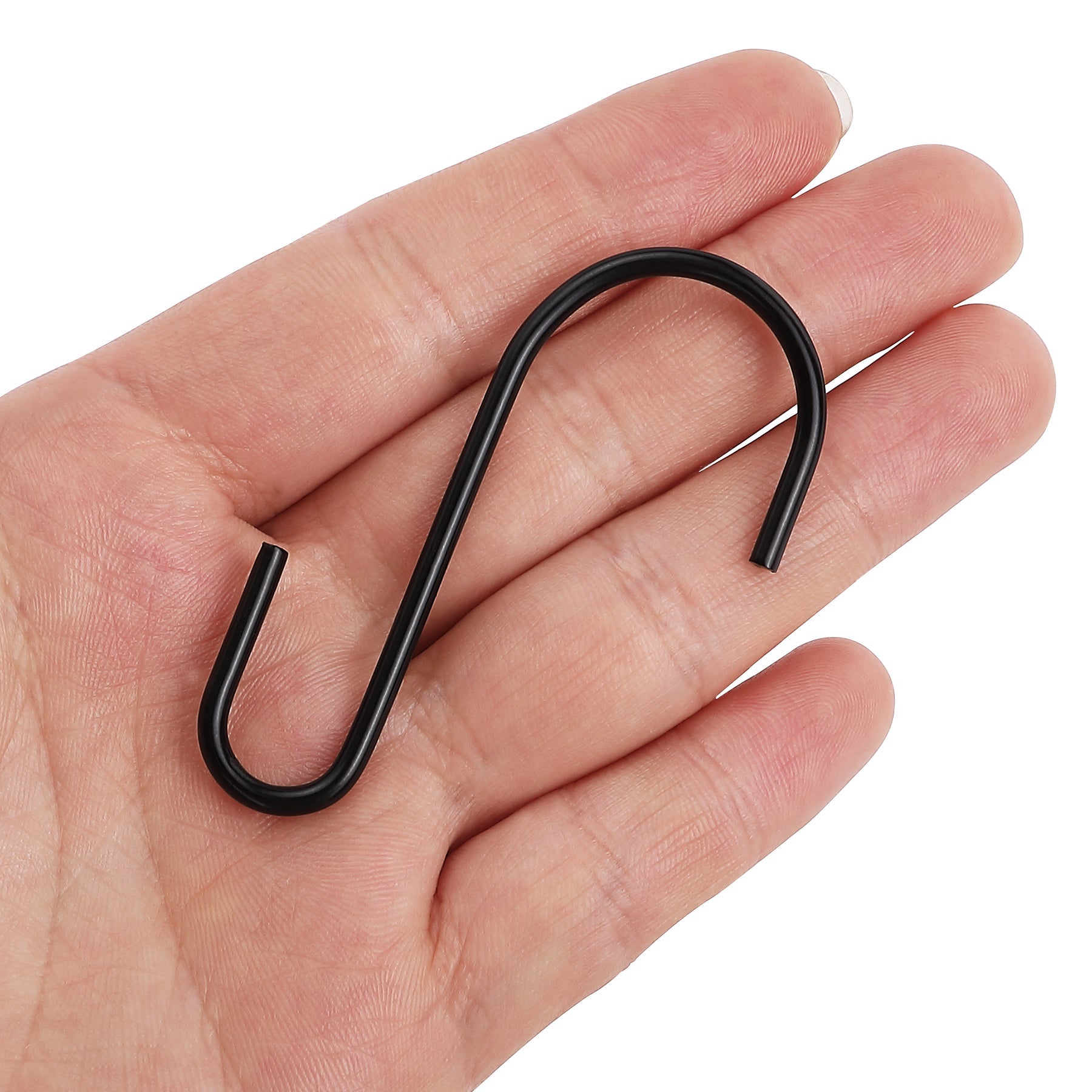Rivexy 30 Small S Hook Pack - Black Coated, S Hooks for Hanging on Hea